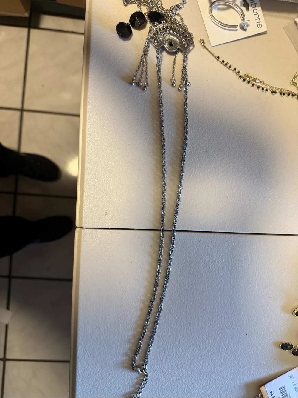 Boho Black Fringe Pendant Necklace